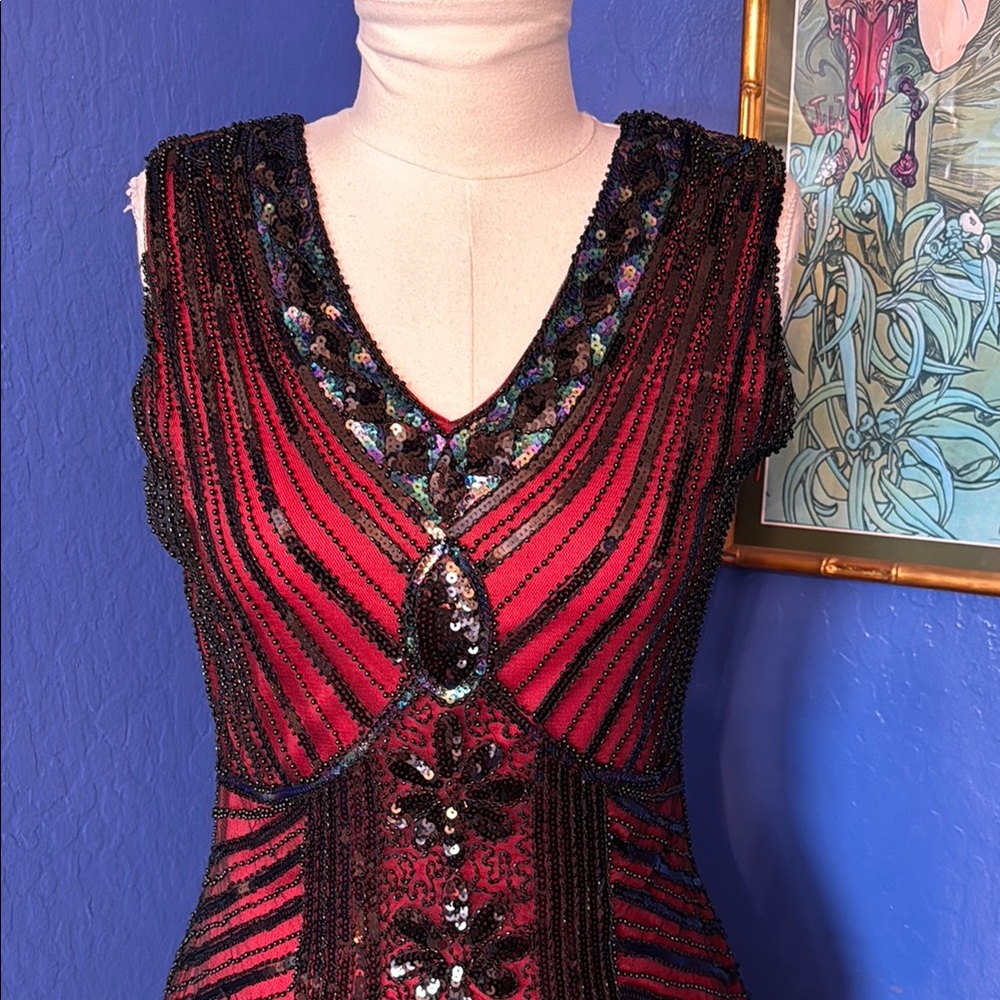 Red and black flapper style dress
